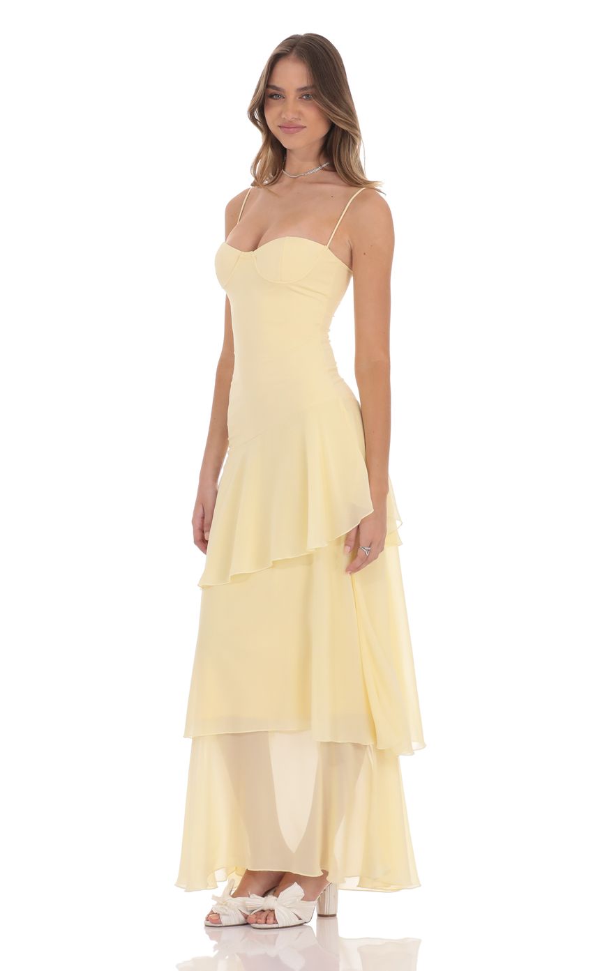 Rüschen-Maxikleid Goldene Blüte
