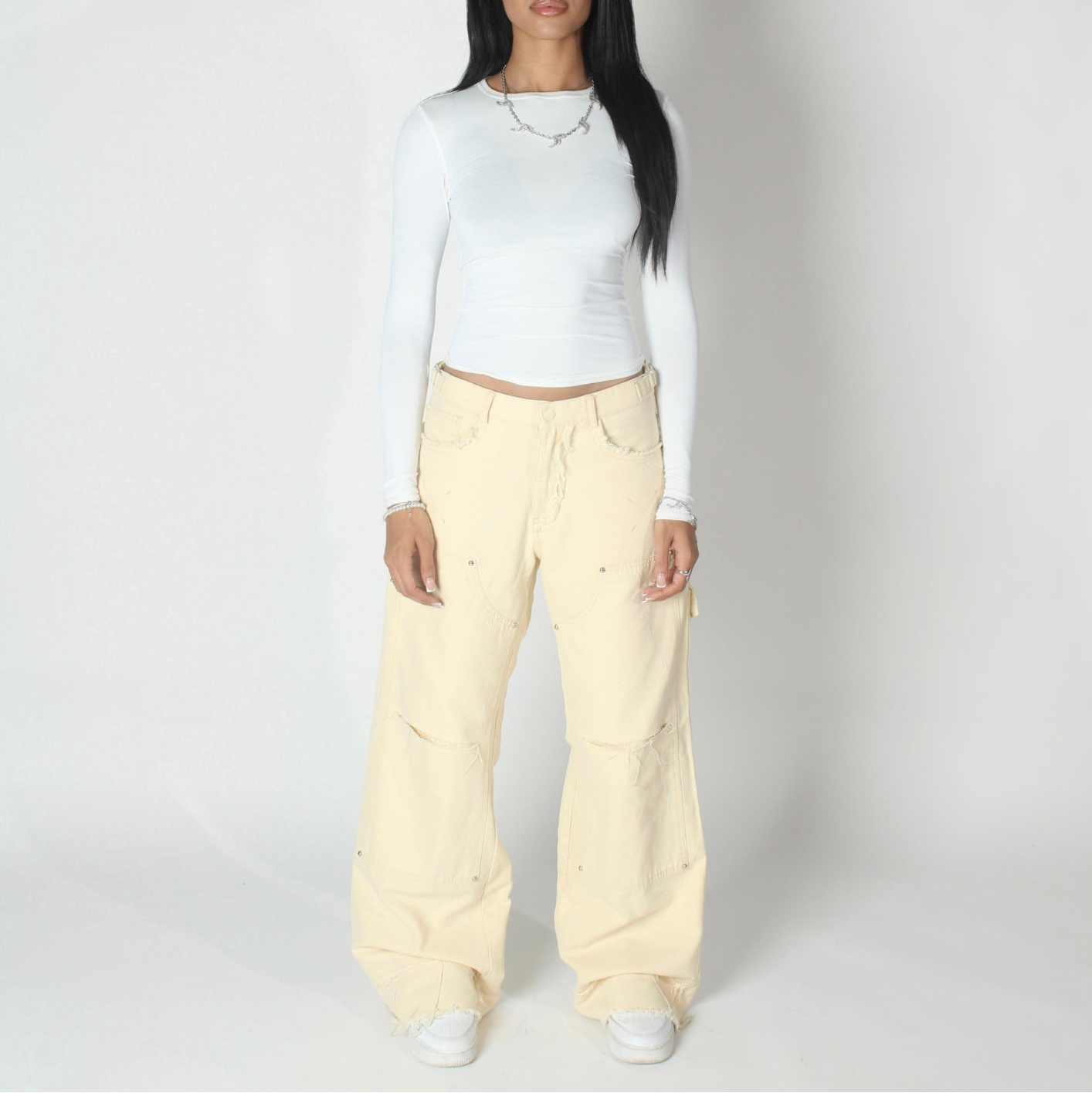 White cream pants
