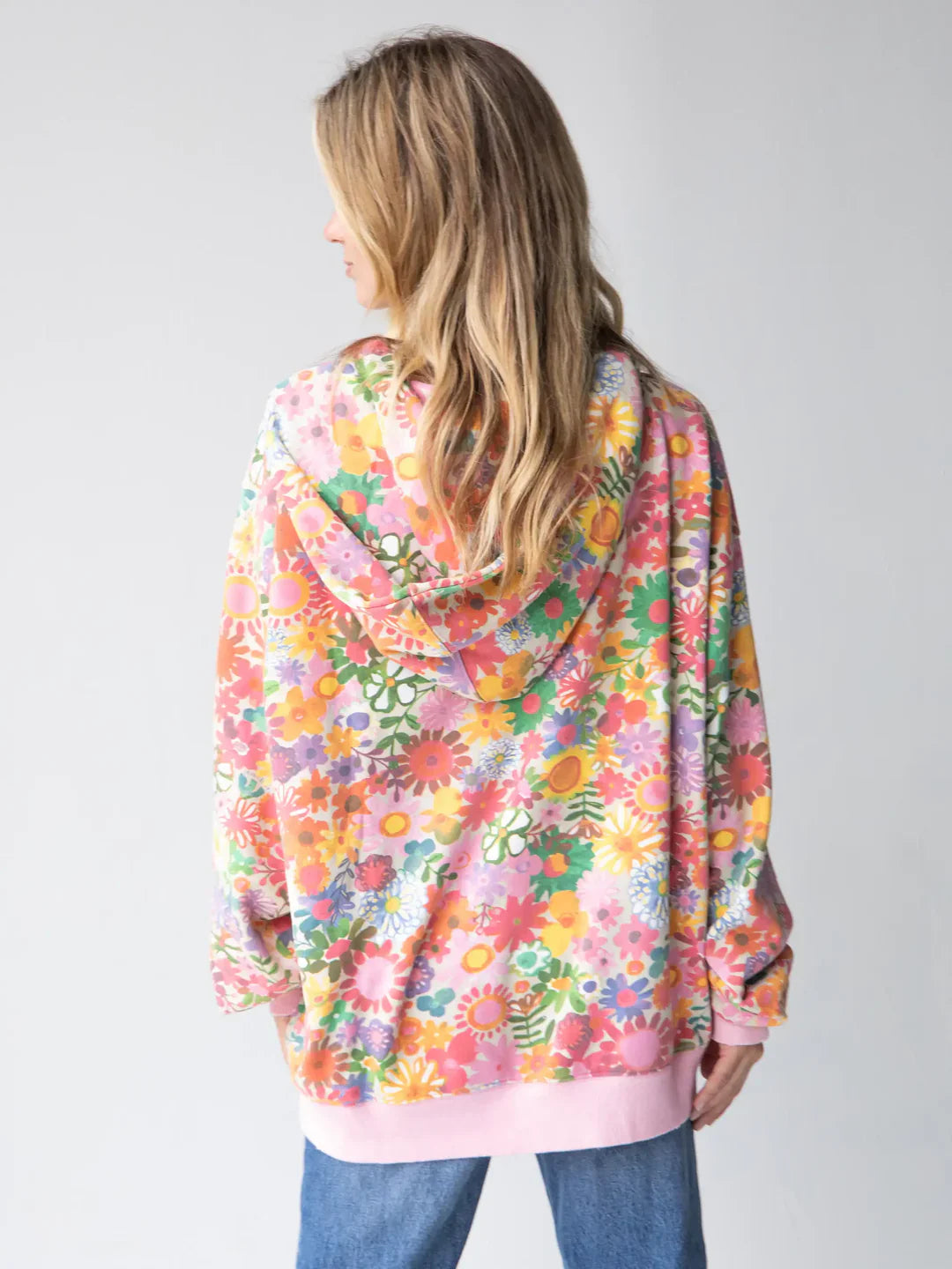 Viraler Regenbogen-Hoodie mit Blumenmuster 