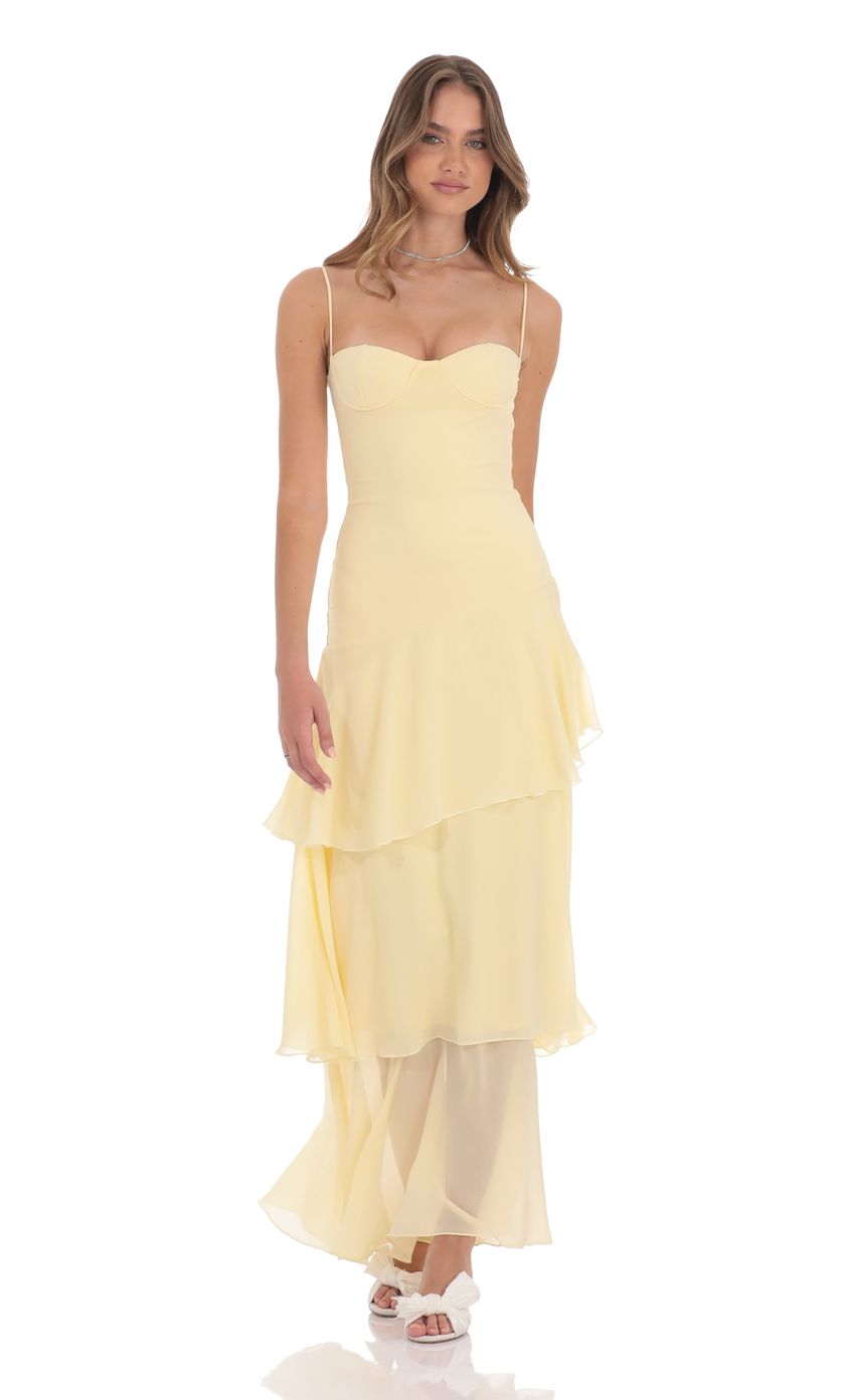 Rüschen-Maxikleid Goldene Blüte