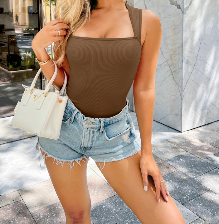 Gerippter Snatch-Bodysuit