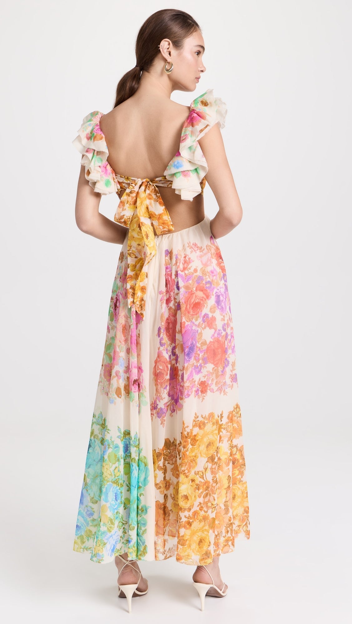 Raie-Midikleid mit Rüschen-Schultern
